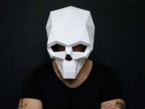 papercraft mask halloween|halloween lowpoly mask template.